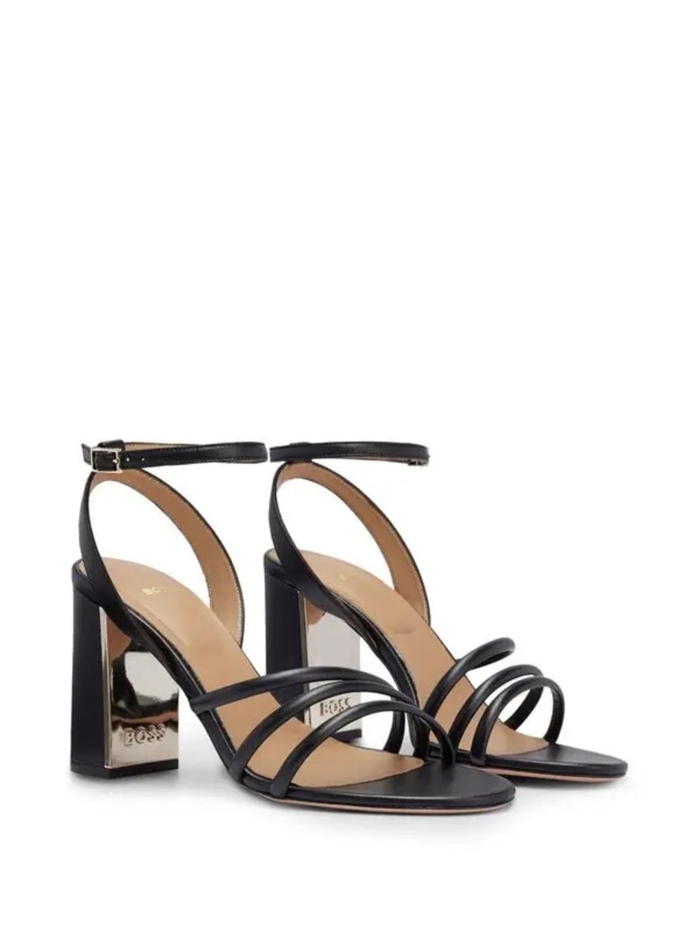 HUGO BOSS Mandy Ankle Strap Leather Sandal in Black, Size 37/US 7
